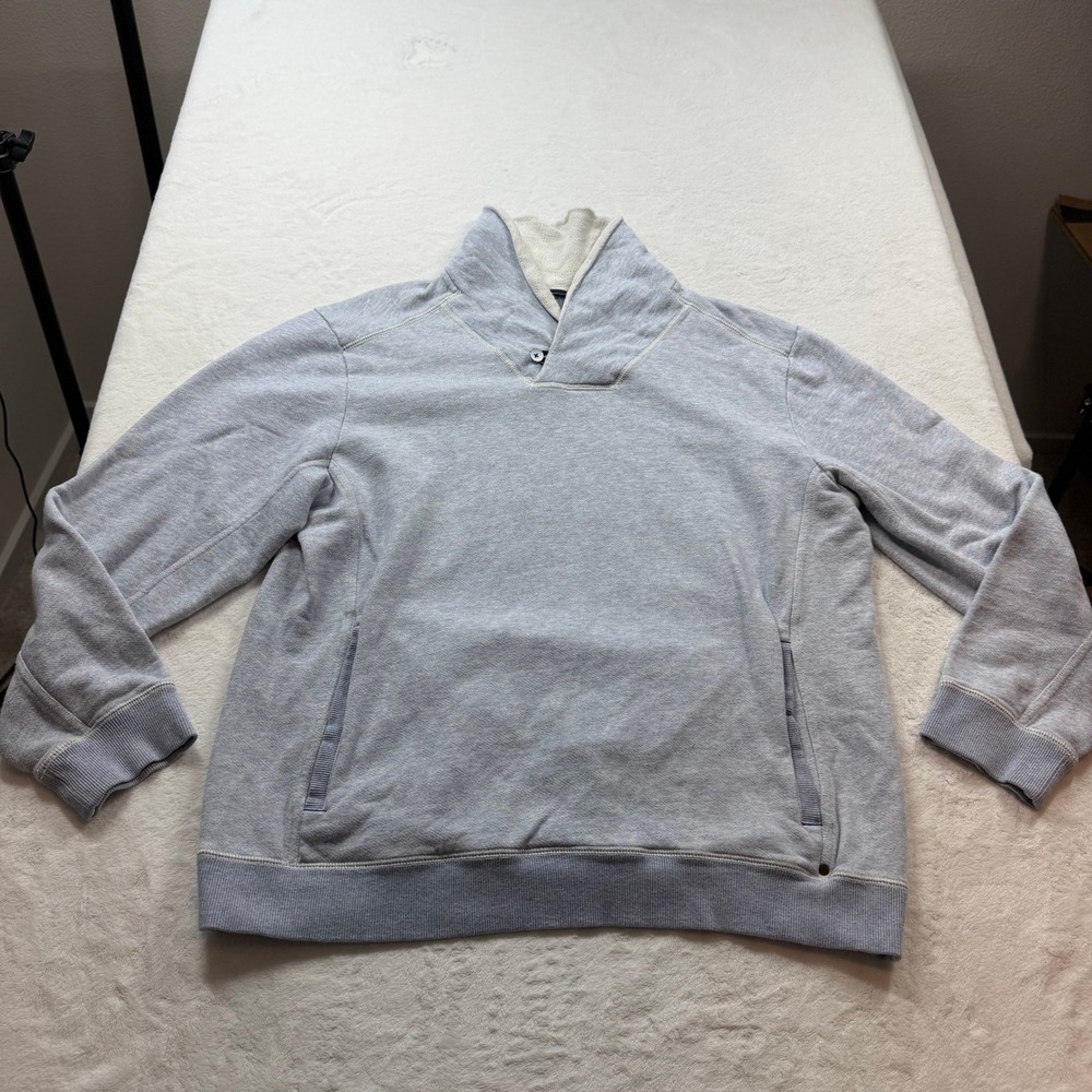 Tommy Bahama Shawl Collar Sweatshirt Mens L Light Blue Good French Terry